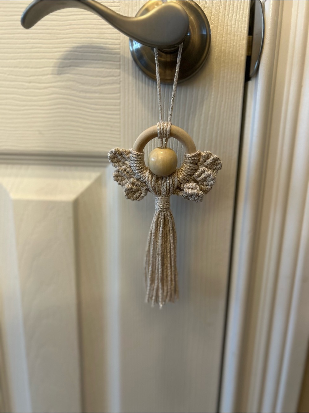 Handmade Cream Macramé Angel Wall Hanging